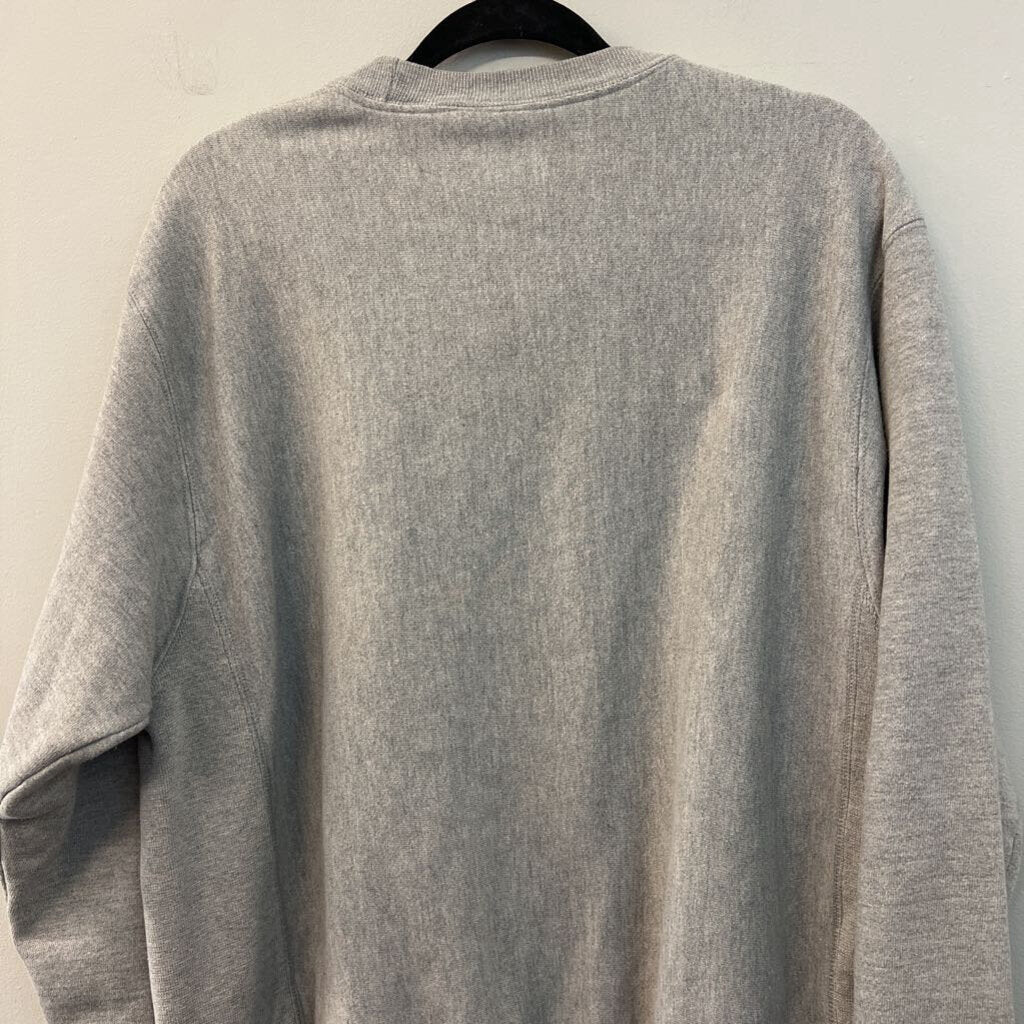 Champion Grey Logo Long Sleeve Crewneck Pullover Medium