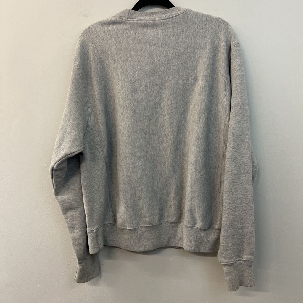 Champion Grey Logo Long Sleeve Crewneck Pullover Medium