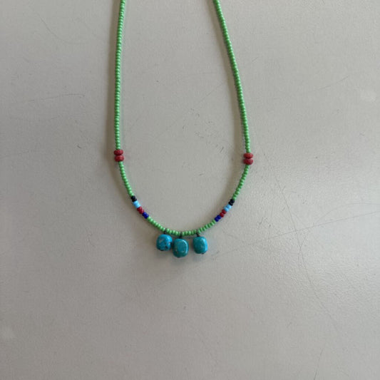 Tiny Beaded and Turquoise Necklace