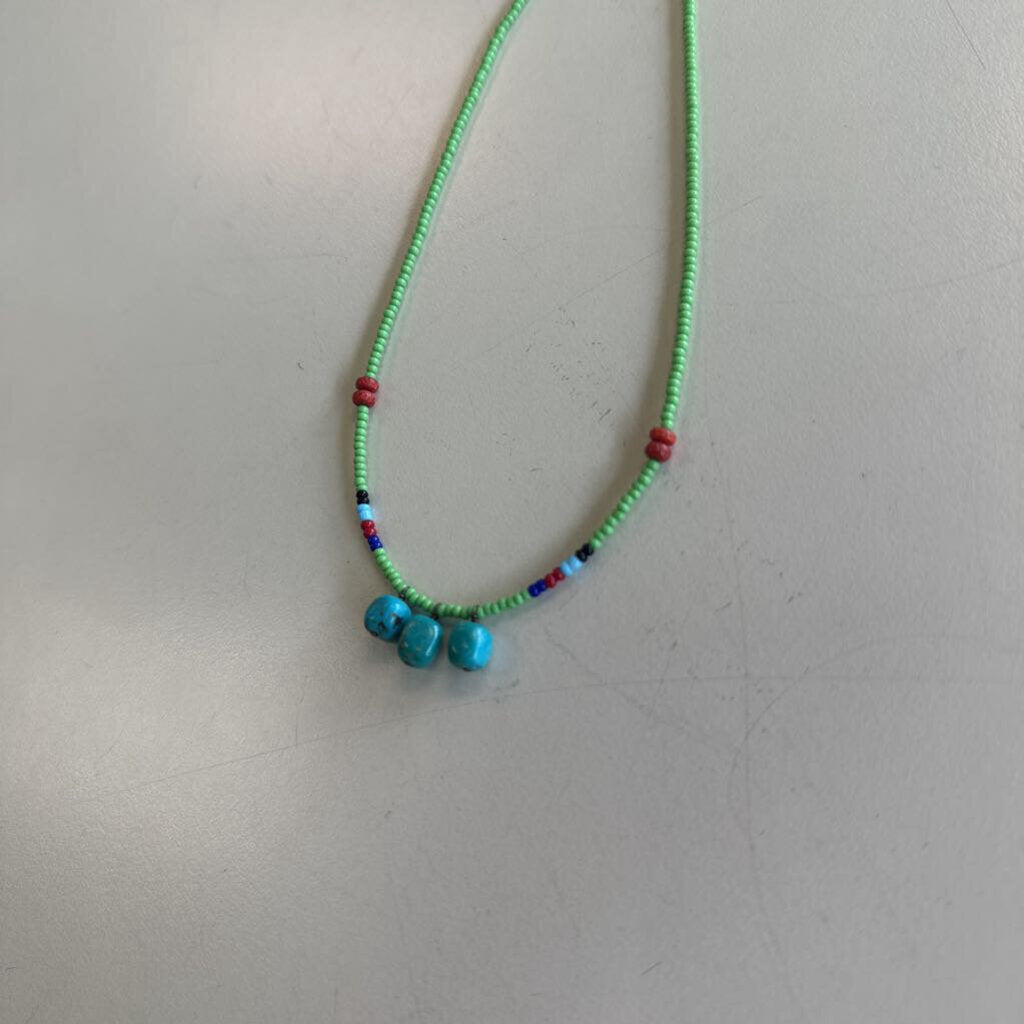 Tiny Beaded and Turquoise Necklace
