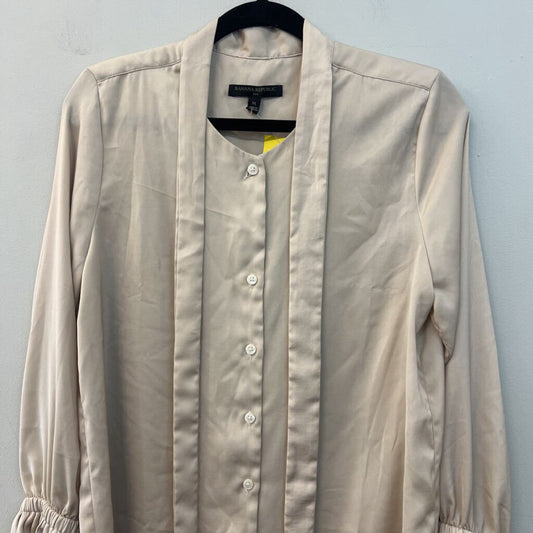 Banana Republic Beige Silky Long Sleeve Tie Neck Button Down Top Medium