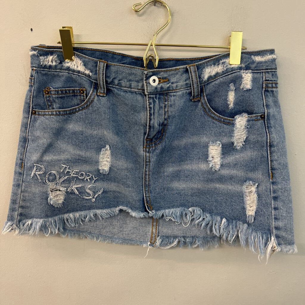 Litz Medium Wash Micro Denim Skirt Small