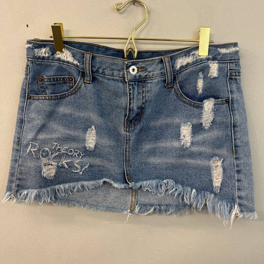 Litz Medium Wash Micro Denim Skirt Small