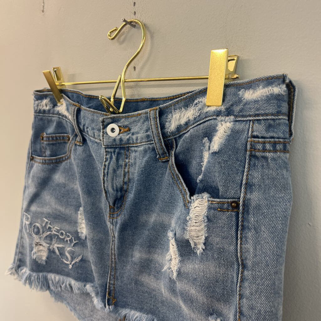 Litz Medium Wash Micro Denim Skirt Small