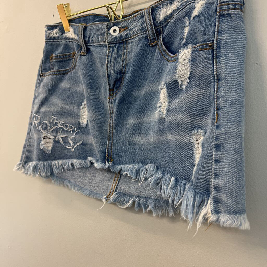 Litz Medium Wash Micro Denim Skirt Small