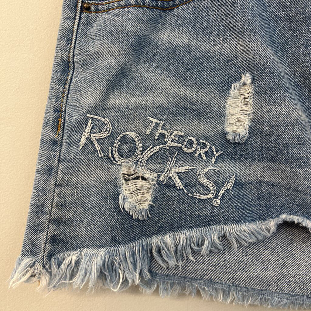 Litz Medium Wash Micro Denim Skirt Small