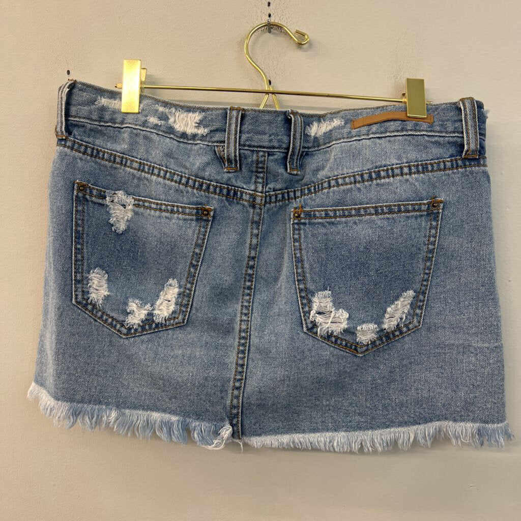 Litz Medium Wash Micro Denim Skirt Small