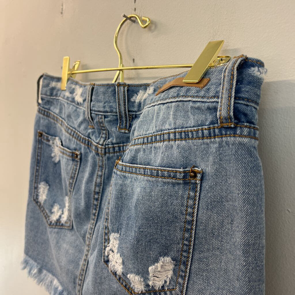 Litz Medium Wash Micro Denim Skirt Small