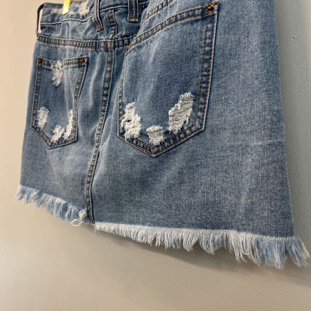 Litz Medium Wash Micro Denim Skirt Small