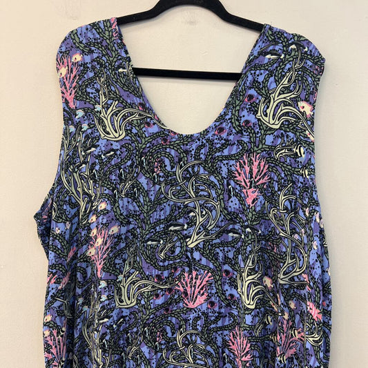 Flax Blue/ Multi Thinking Tropics Print Maxi Dress 3G