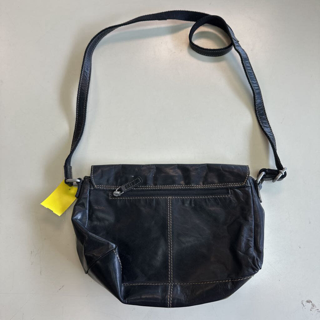 Jack Georges Black Leather Crossbody Purse
