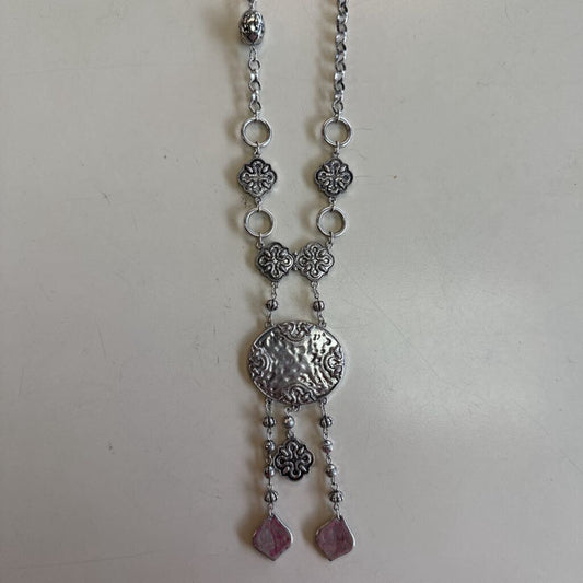 Plunder Silver Long Western Statement Necklace