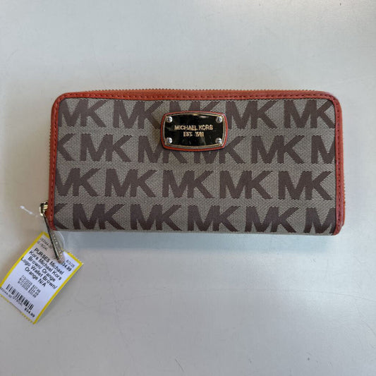 Michael Kors Brown/ Orange Logo Wallet