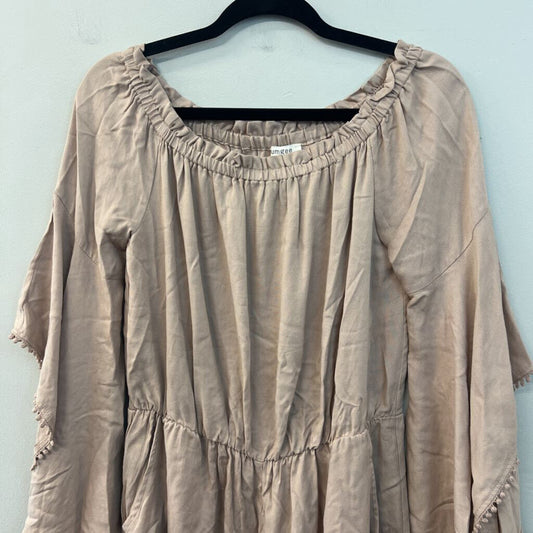Umgee Light Brown Long Sleeve Romper Small
