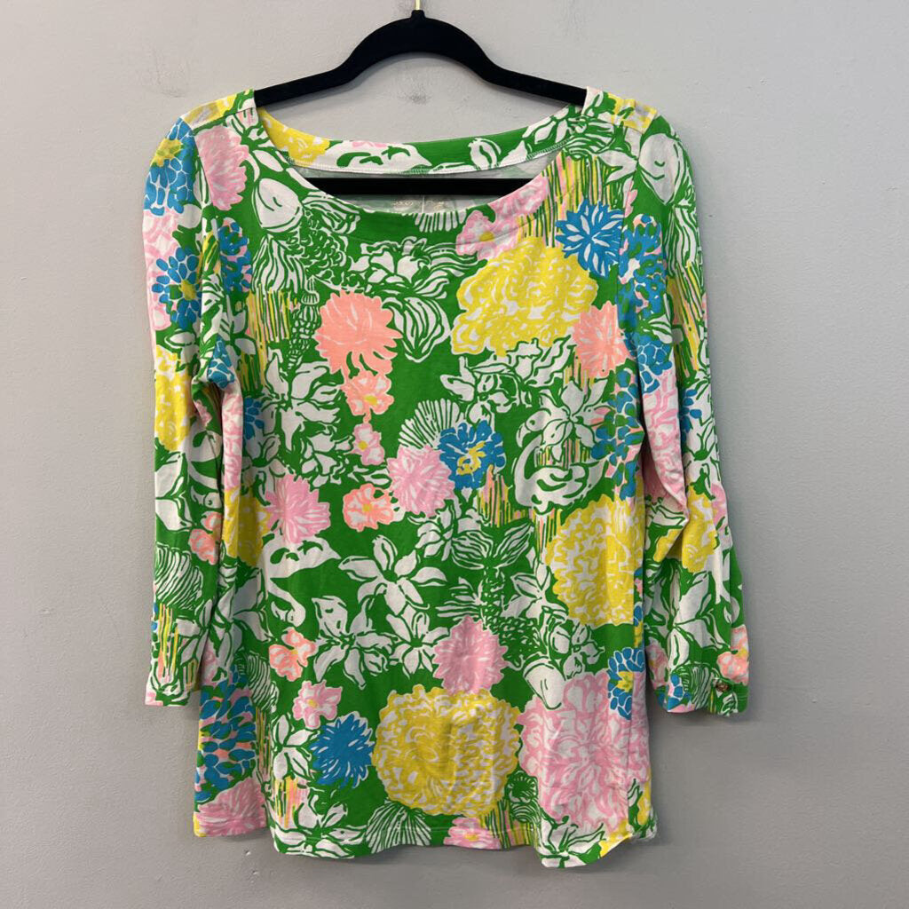 Lilly Pulitzer Green/ Multi Print Long Sleeve Top Medium