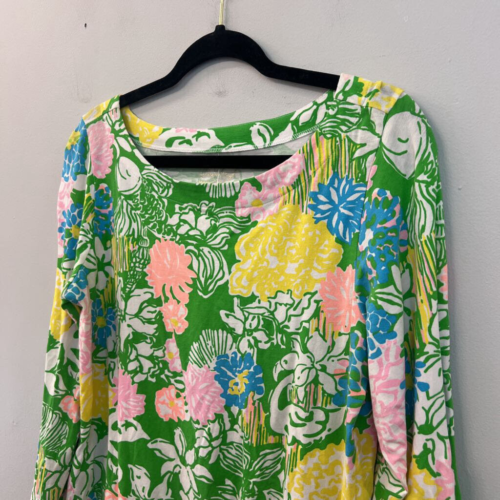 Lilly Pulitzer Green/ Multi Print Long Sleeve Top Medium