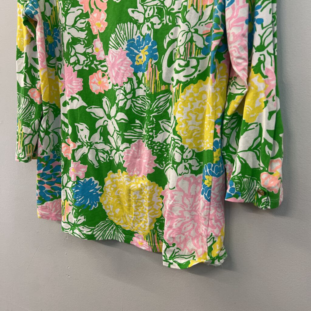 Lilly Pulitzer Green/ Multi Print Long Sleeve Top Medium