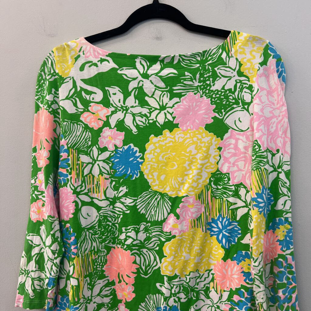 Lilly Pulitzer Green/ Multi Print Long Sleeve Top Medium