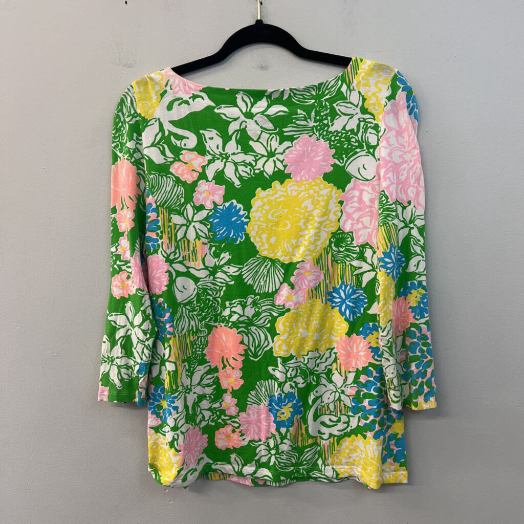 Lilly Pulitzer Green/ Multi Print Long Sleeve Top Medium