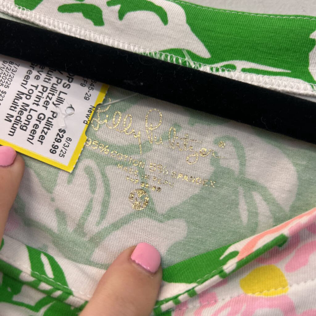 Lilly Pulitzer Green/ Multi Print Long Sleeve Top Medium