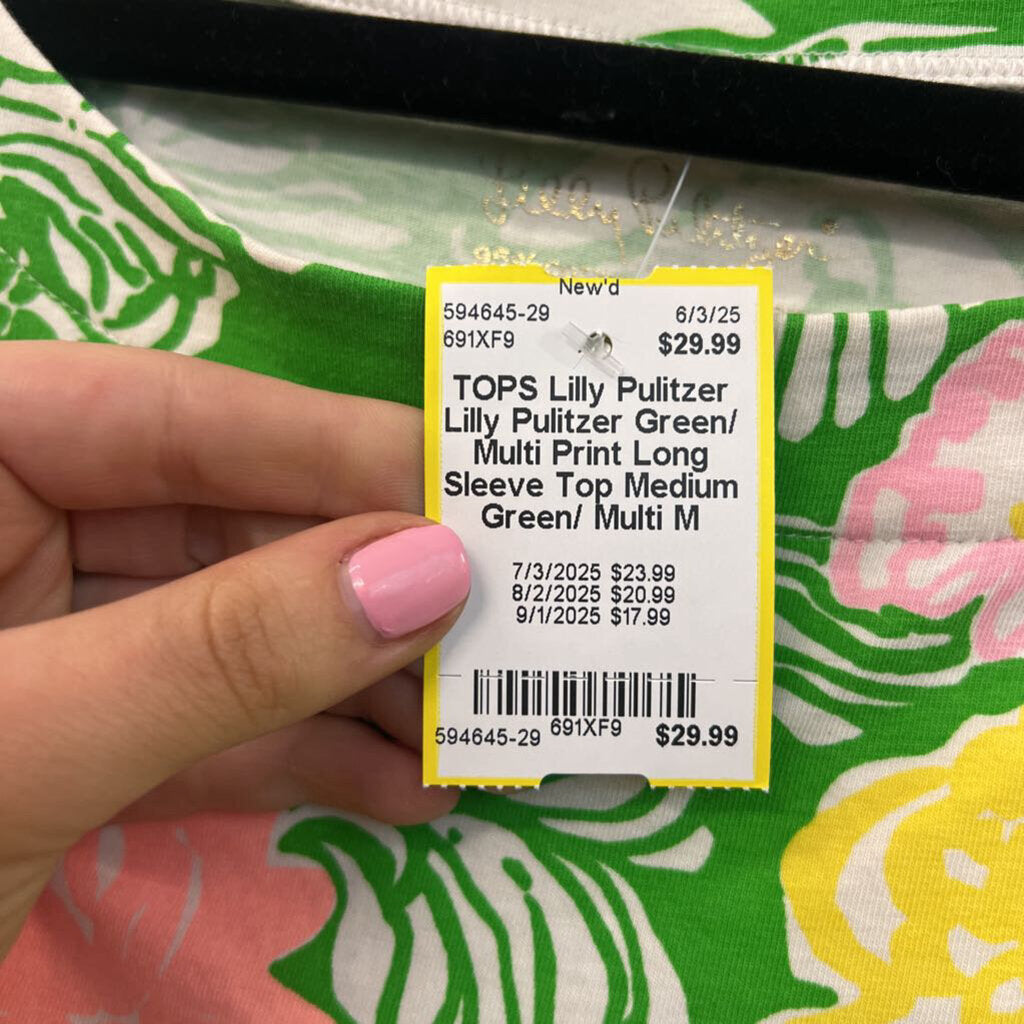 Lilly Pulitzer Green/ Multi Print Long Sleeve Top Medium