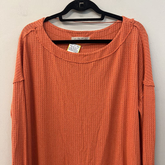 We The Free Orange Waffle Knit Long Sleeve Slouchy Top Small