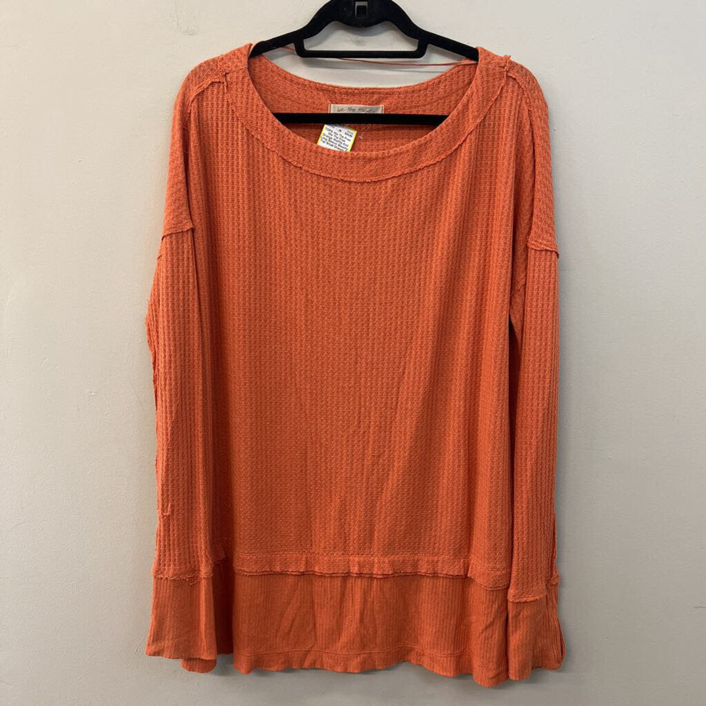 We The Free Orange Waffle Knit Long Sleeve Slouchy Top Small