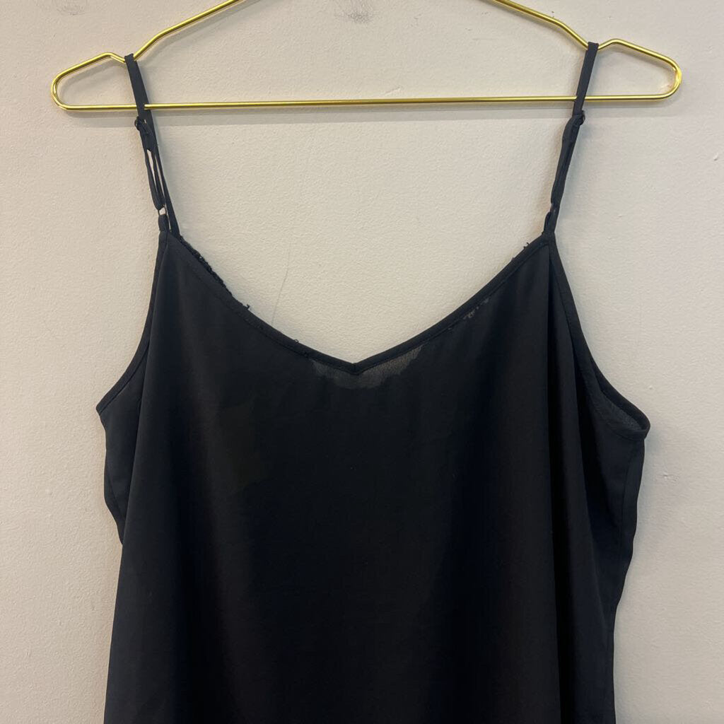 Ann Taylor Black Lace Trim Tank Top Large