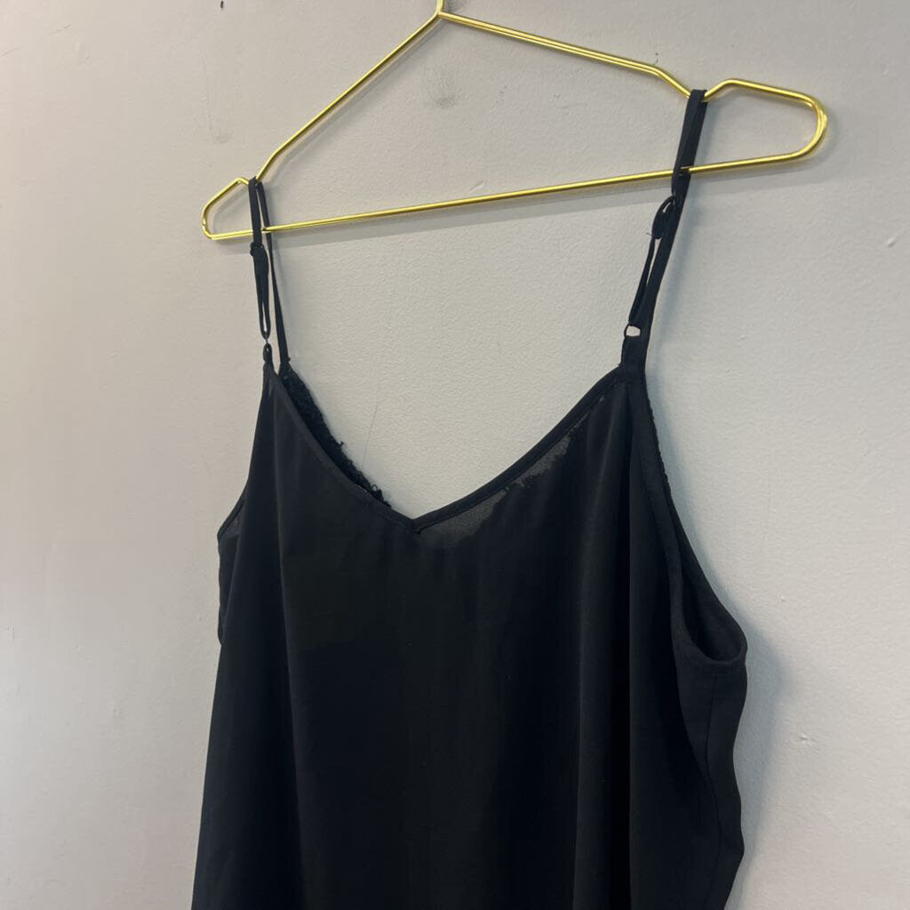 Ann Taylor Black Lace Trim Tank Top Large