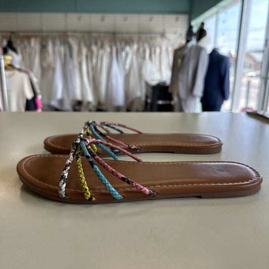 Shade and Shore Multi Color Snakeskin Strap Slip On Sandals 8