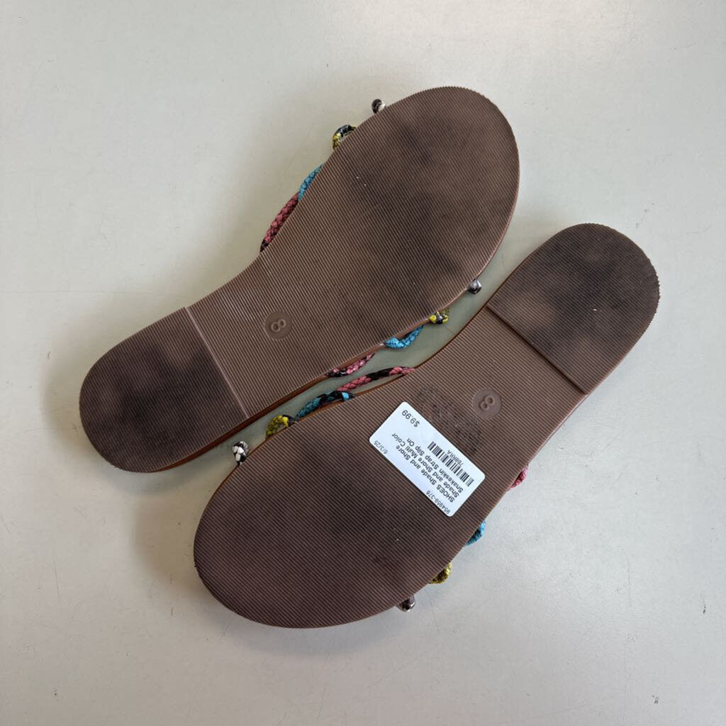 Shade and Shore Multi Color Snakeskin Strap Slip On Sandals 8