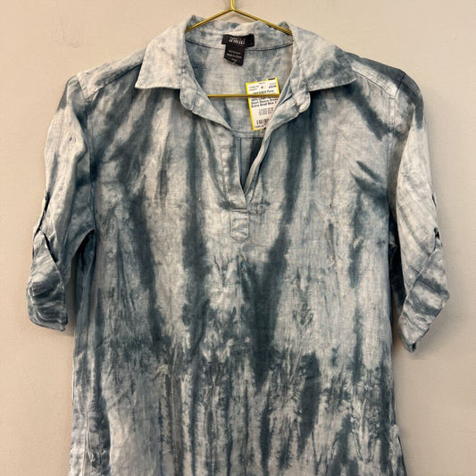 Pure Amici 100% Linen Tie Dye Short Sleeve Dress Extra Small