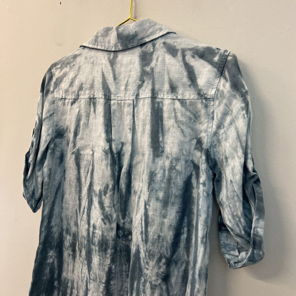 Pure Amici 100% Linen Tie Dye Short Sleeve Dress Extra Small
