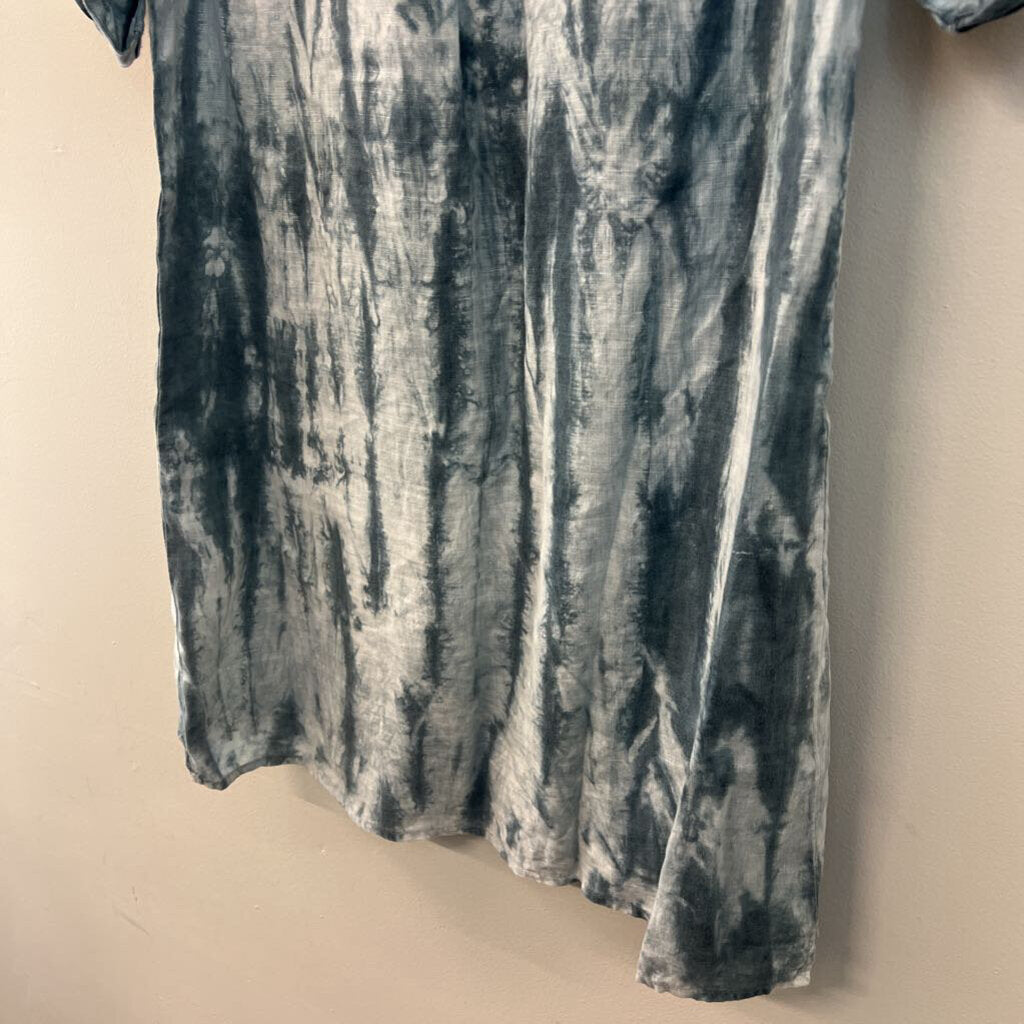 Pure Amici 100% Linen Tie Dye Short Sleeve Dress Extra Small