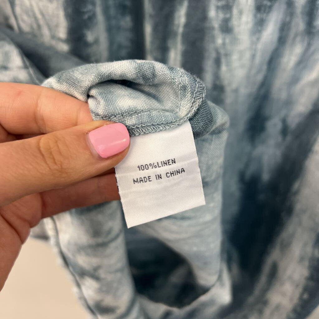 Pure Amici 100% Linen Tie Dye Short Sleeve Dress Extra Small