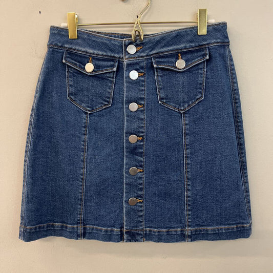 Loft Dark Wash Button Front Denim Skirt 2