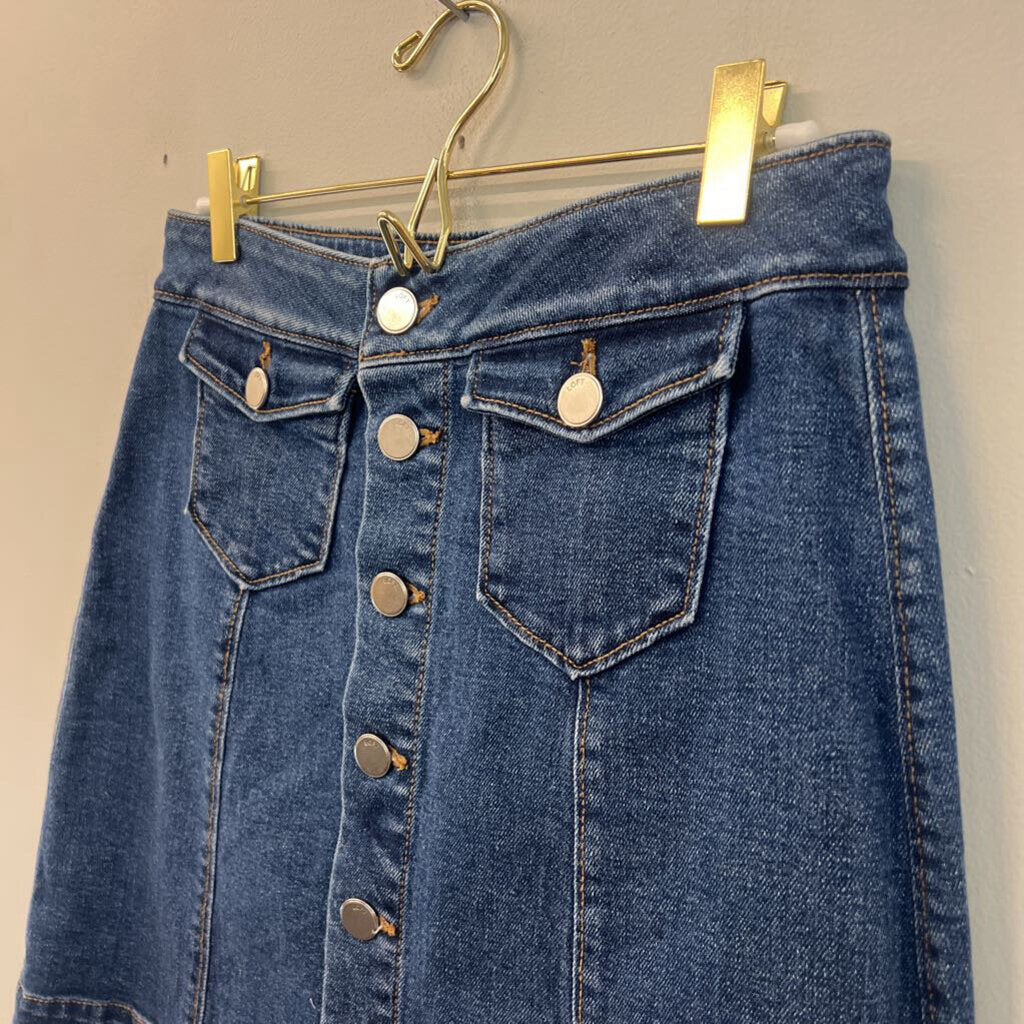 Loft Dark Wash Button Front Denim Skirt 2