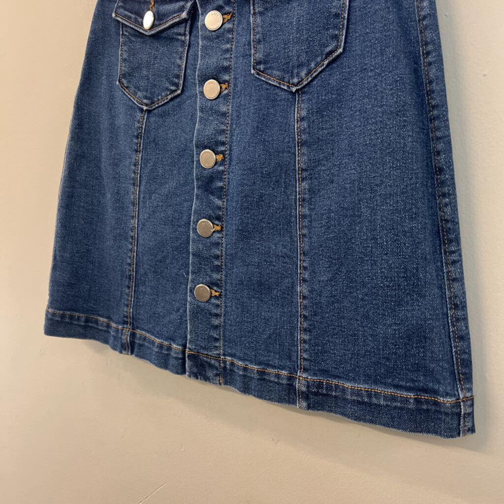 Loft Dark Wash Button Front Denim Skirt 2