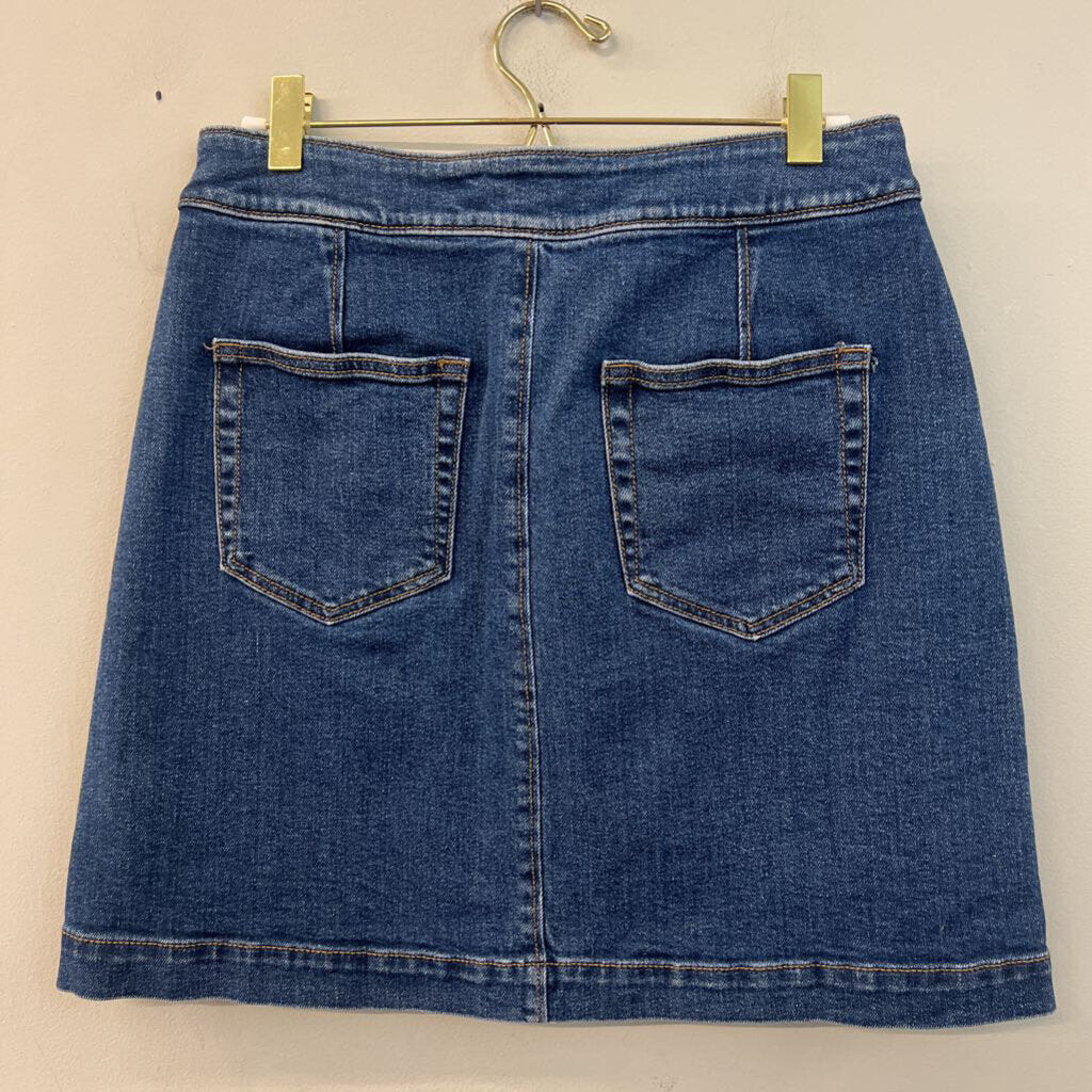 Loft Dark Wash Button Front Denim Skirt 2