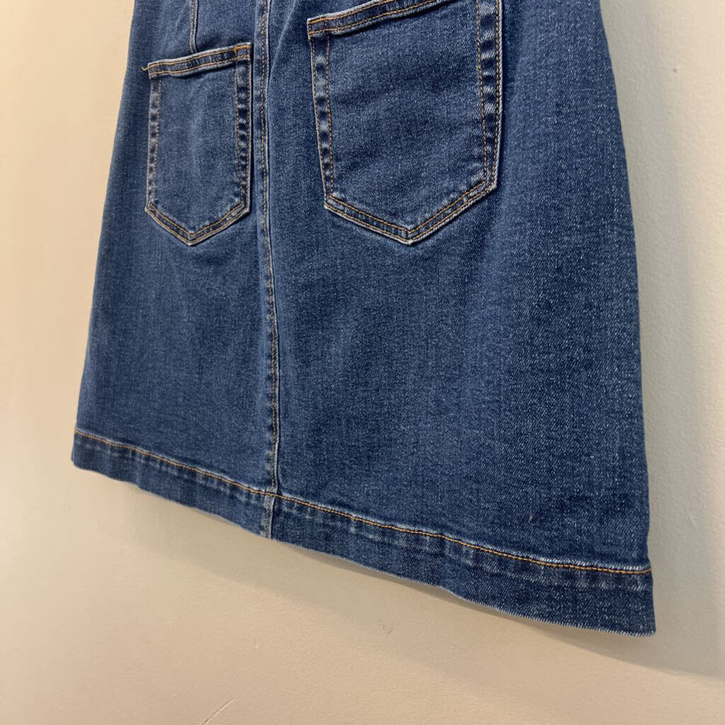 Loft Dark Wash Button Front Denim Skirt 2