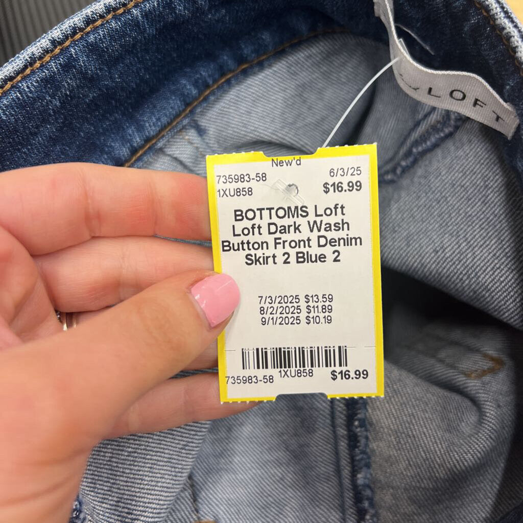Loft Dark Wash Button Front Denim Skirt 2