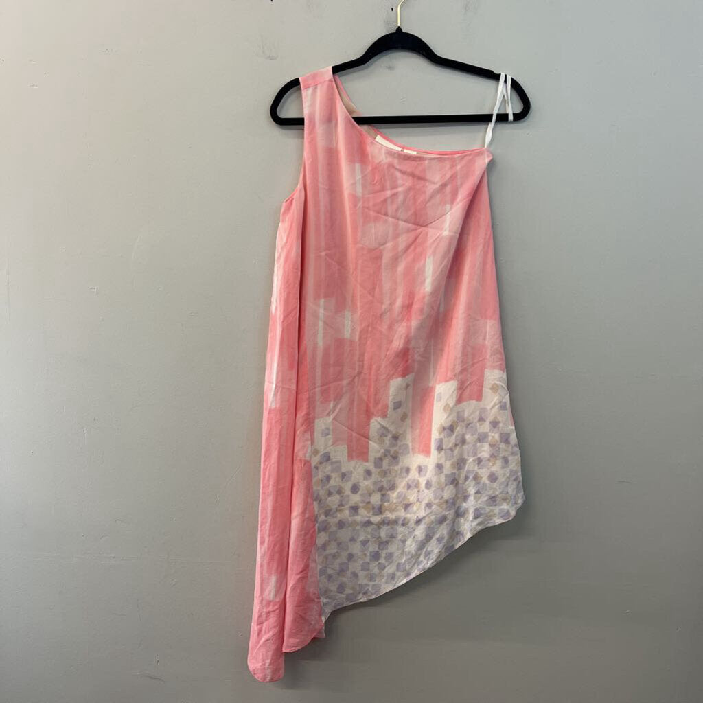 Maeve Pink Print One Shoulder A Symmetrical Dress 0 Anthropologie