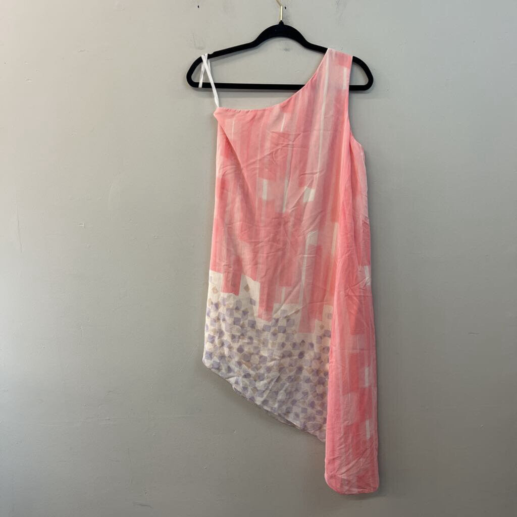 Maeve Pink Print One Shoulder A Symmetrical Dress 0 Anthropologie