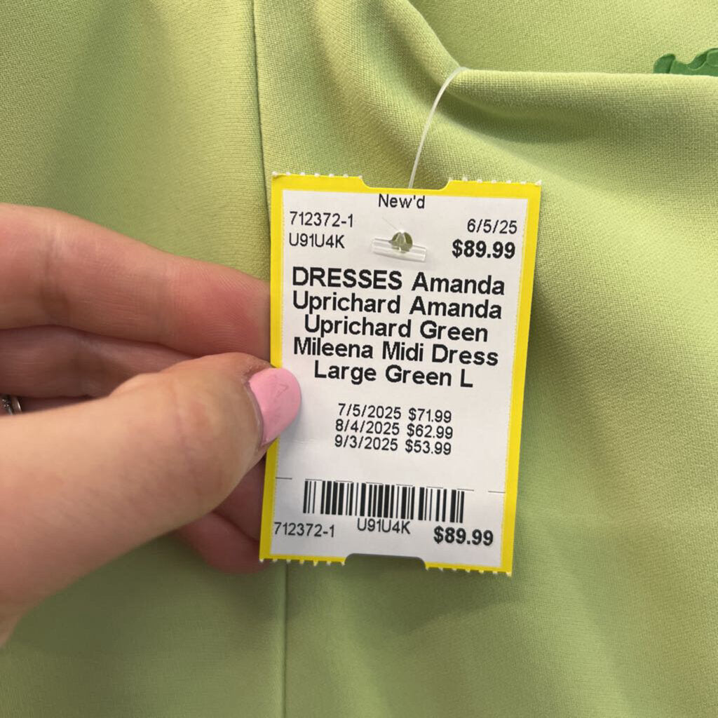 Amanda Uprichard Green Mileena Midi Dress Large