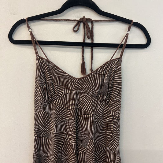 BCBG Maxaria Brown/ Cream Dot Print Halter Dress Large