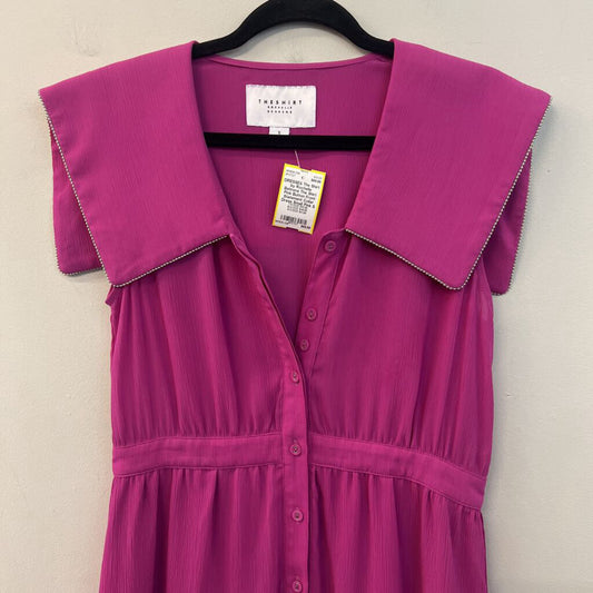 The Shirt Pink Button Front Statement Collar Dress Small