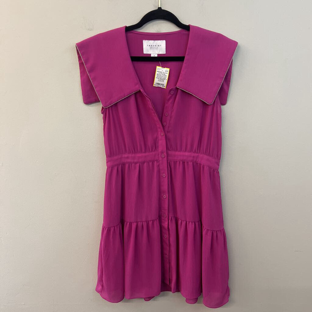 The Shirt Pink Button Front Statement Collar Dress Small