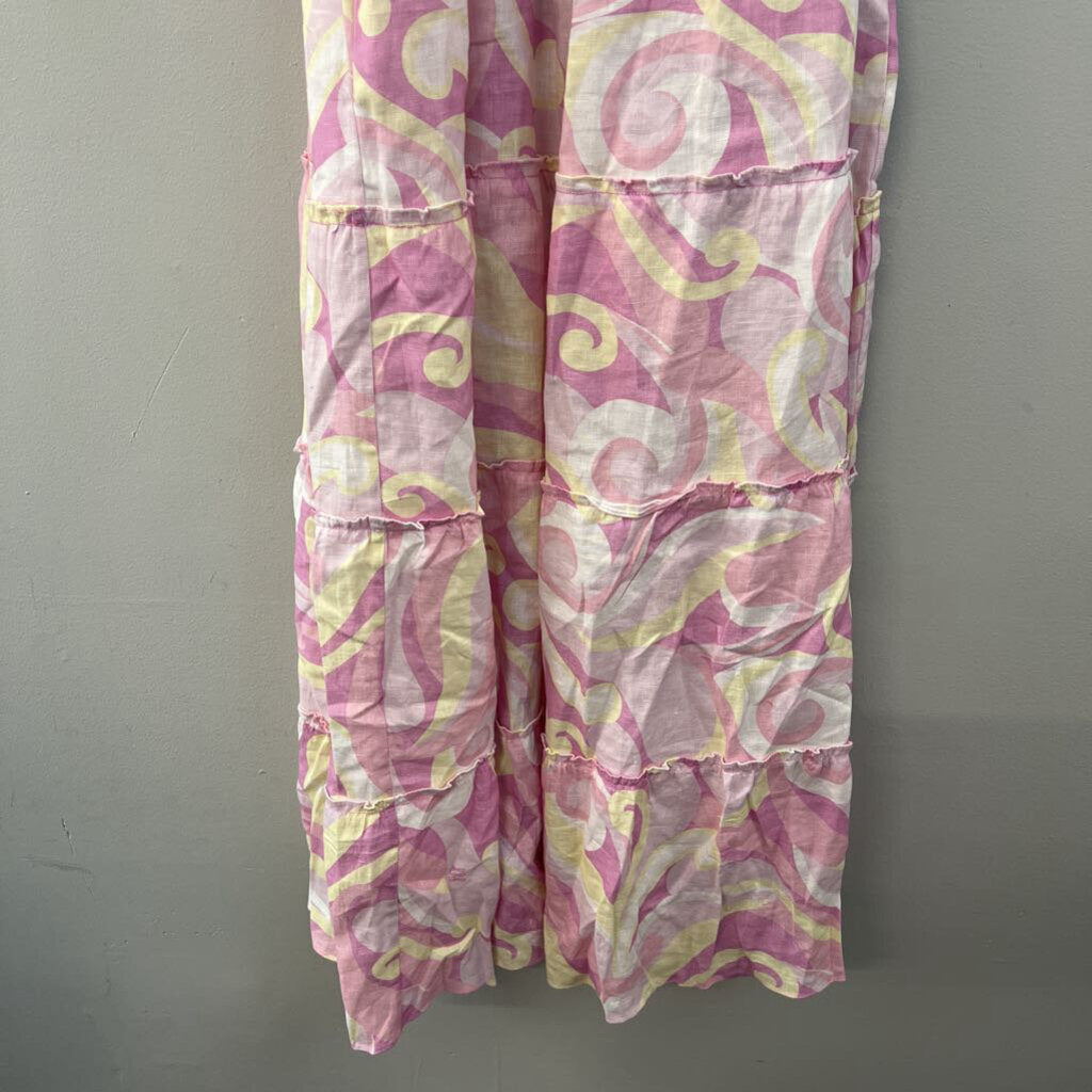 Hill House Pink/ Yellow Print Smocked Top Maxi Dress Small