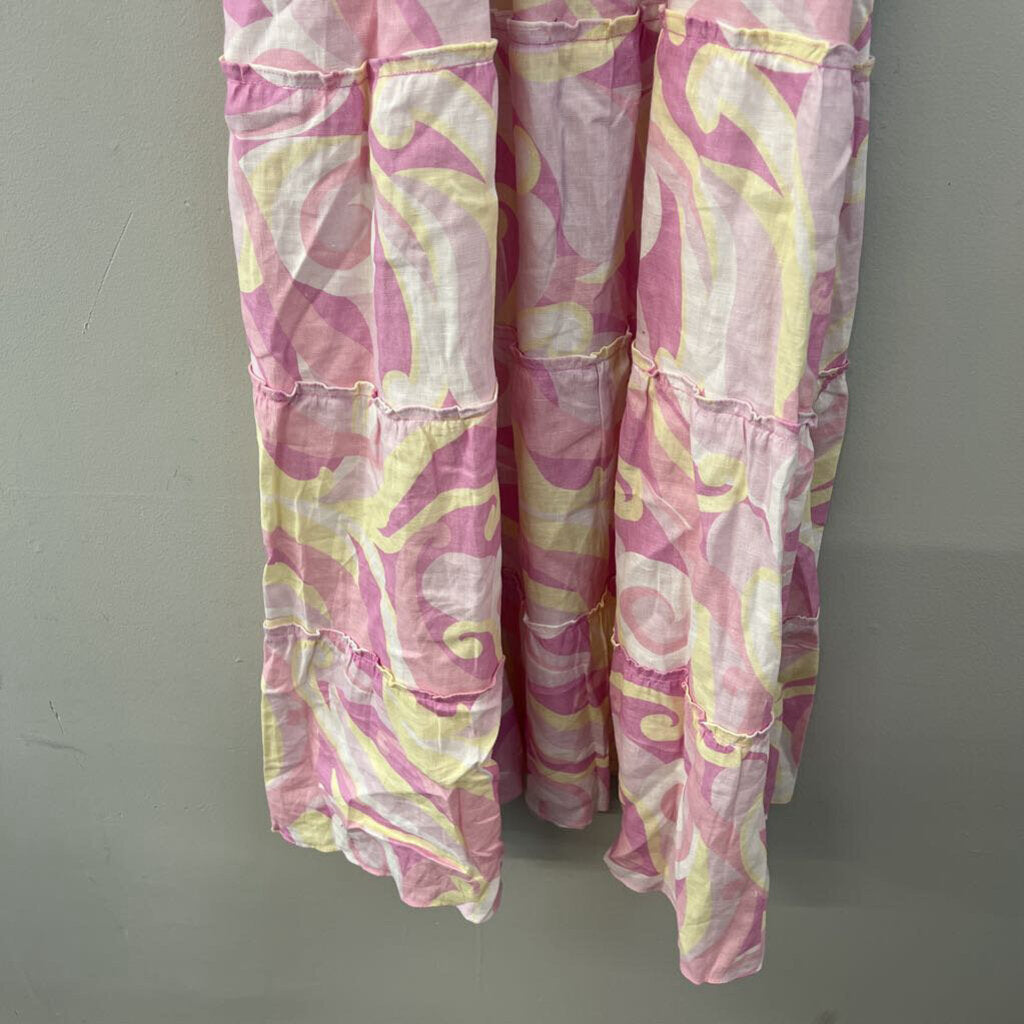 Hill House Pink/ Yellow Print Smocked Top Maxi Dress Small