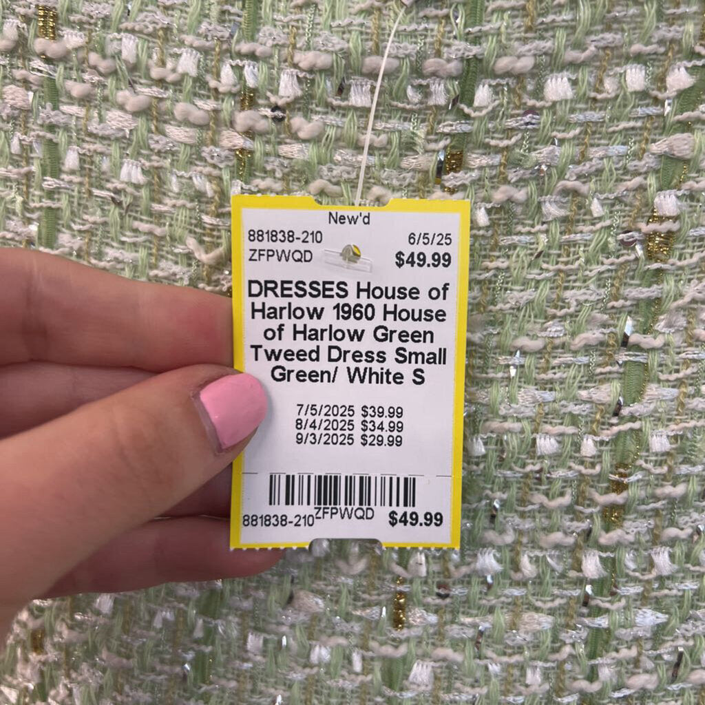 House of Harlow Green Tweed Dress Small